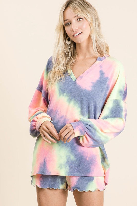 V neck discount tie dye sweatshirt