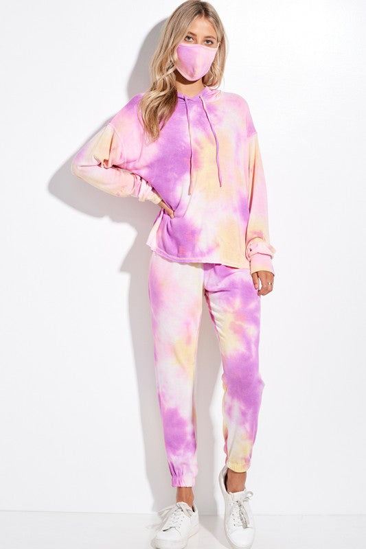Danzy Womens Tie Dye Crew Neck Sweatshirt Sweatpants Set Pink Yellow X -  Shop Linda's Stuff