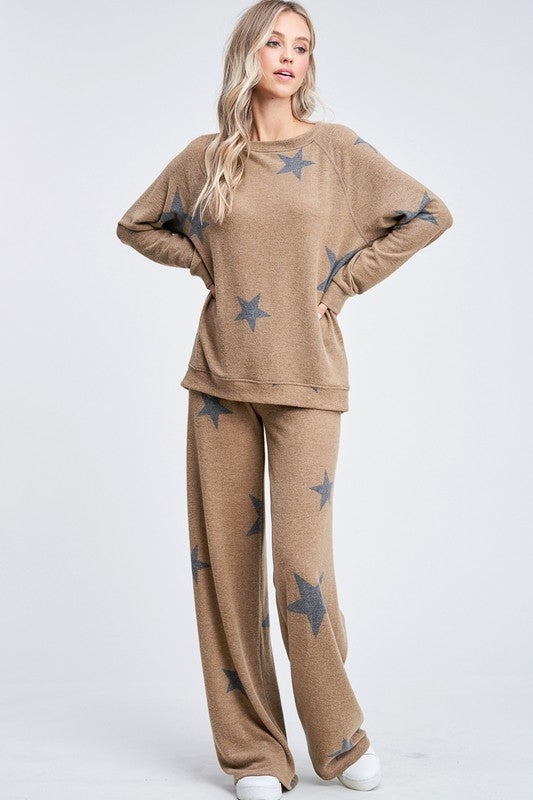 Camel and Black Star Loungewear Set