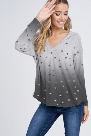 Grey and Charcoal Ombre Hoodie with Mini Stars **SOLD OUT!