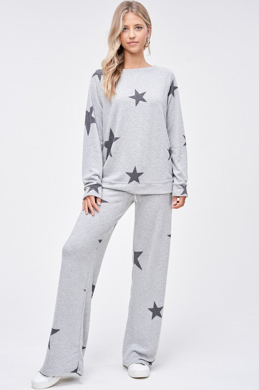 Grey and Black Star Loungewear Set