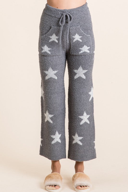 Star Printed Cozy Sweater Hoodie and Pants Set