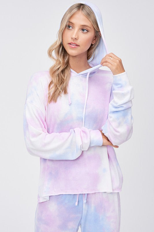 Pink and Blue Tie Dye Hoodie Loungewear Set