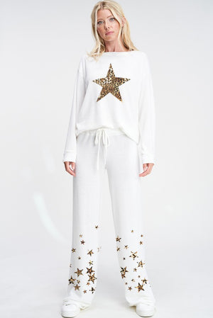 Leopard Star Loungewear Set White