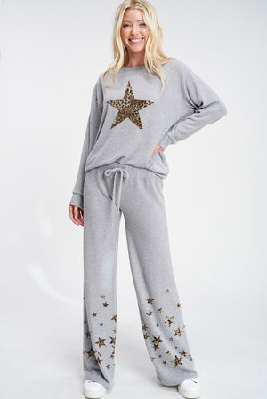Leopard Star Loungewear Set Grey