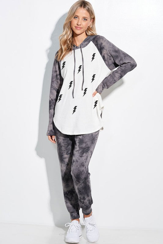 Lightning Bolt and Tie Dye Hoodie and Joggers Set