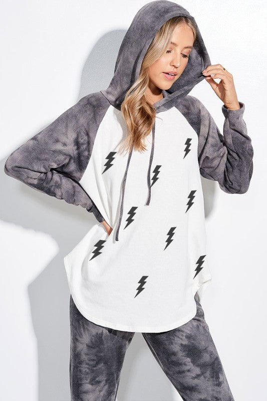 Lightning Bolt and Tie Dye Hoodie and Joggers Set