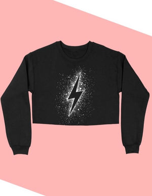 Lightning Bolt Splatter Crop Sweatshirt