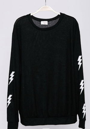 Lightning Bolt Graphic Sweatshirt - Black